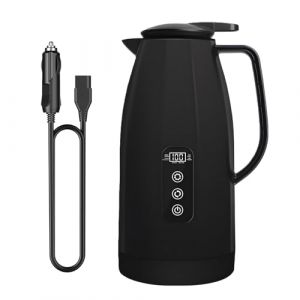 Bouilloire de Voiture 1,2 L, 12/24 V avec Prise Allume-cigare, Sans BPA, avec Base Pivotante &agrave; 360&deg;, Id&eacute;ale pour Les Voyages (eau chaude, caf&eacute;, th&eacute;), en voiture, en camion, en camping, etc (Probuy Hot Limited, neuf)