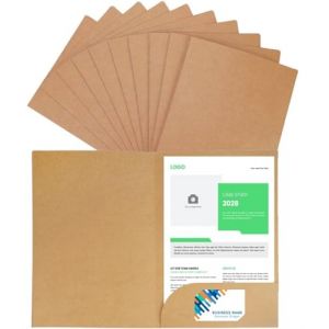 LATERN 10 Pièces Dossier de Documents A4, Dossiers Découpés Carrés en Papier Kraft Insérer le Support de Papier de Présentation Pochette de Rangement de Portefeuille avec Fentes pour Cartes (Kaki) (QINGJIN-EU, neuf)
