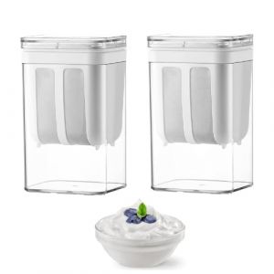 lomonmen Passoire à Yaourt Grec Passoire Yaourtière 1100 ml Séparateur Lactosérum avec Crépine à Mailles Fines en Acier Inoxydable Passoire à Lait de Soja Fabricant de Lait de Noix (2pcs Blanc) (ZETIAN-EU, neuf)