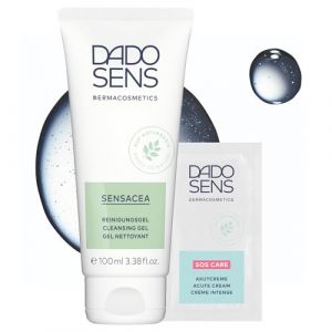 DADO SENS SENSACEA Gel nettoyant (100 ml) + crème aiguë SOS gratuite dans un sachet | Nettoyage doux du visage | Hydratant et apaisant en cas de rosacée | Réduit les rougeurs et la couperose (DadoSens, neuf)