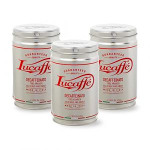 Lucaff&egrave; - 3 Bo&icirc;tes &agrave; caf&eacute; moulu Decaffeinato, 250 Gr | Cafe moulu doux et fruit&eacute;, cr&eacute;meux pour expresso machine &agrave; cafe, cafetiere italienne | Torr&eacute;faction fonc&eacute; | Ar&ocirc;me intense (Lucaff&eacute;, neuf)