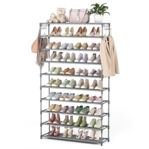 Vicye &Eacute;tag&egrave;re &agrave; Chaussures &agrave; 10 Niveaux, Meuble Chaussure Entree pour 20 &agrave; 25 Paires de Chaussures, Haute et Ouverte, Range-Chaussure &Eacute;troit, pour Couloir, Salon, Chambre &agrave; Coucher, Gris (XIMUZI-EU, neuf)