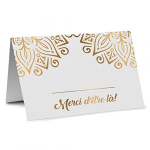 Partycards Marque Place Mariage - 50 Pièces Déjà Rainurées et Faciles à Étiqueter, Ornements Dorés, Marque Place Anniversaire, Bapteme et Décoration Mariage Deco Mariage Decoration Mariage (3w websolution GmbH, neuf)