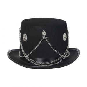 COSDREAMER Chapeau Haut-de-Forme Steampunk Victorien Voile et Plumes pour Halloween (Masen.EU-Shop, neuf)