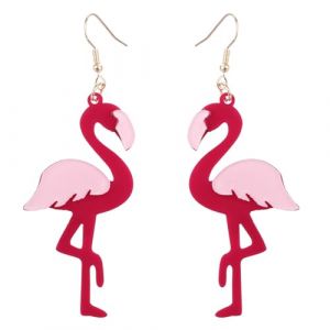 Boucles d'Oreilles Flamant Rose pour Femme, Acrylique Paillettes Boucles d'Oreilles Pendantes Flamant Rose Bijoux d'Oiseaux pour un Usage Quotidien Été Plage Fête Tropicale (Style 2) (Bai Yun, neuf)