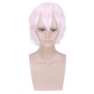 35Cm longueur rose blanc et rouge profond Cosplay perruque jeu arcane perruque court Cosplay pour homme et femmes perruque synthétique Cosplay perruque tête PL-598-1 (good stuff A, neuf)