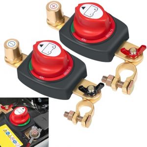 TZEKING 2PC R&eacute;glable 180&deg; Isolateur Interrupteur de Batterie P&ocirc;le Positif/N&eacute;gatif,Interrupteurs de Batterie12-48V,Interrupteur de D&eacute;connexion de Batterie &eacute;tanch,Commutateur de D&eacute;connexion de Batterie (ZeeWee, neuf)