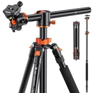 K&F Concept Trepied Appareil Photo,240CM Tr&eacute;pied Reflex Monopode,Pied Cam&eacute;ra Vid&eacute;o avec Colonne Centrale,Trepied Professionnel Horizontal avec 360&deg;T&ecirc;te Ball Plaque de D&eacute;gagement pour DSLR Charge 10KG (K&F Concept-FR, neuf)