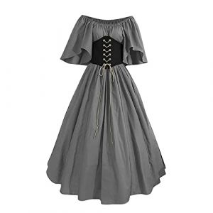 Susenstone 2024 Robe Medievale Femme Grande Taille Victorienne Steampunk Gothique Vintage Medievale Steampunk Costume M&eacute;Di&eacute;Val Femme D&eacute;Guisement Victorienne D&eacute;Guisements Dress Halloween Renaissance (⭐⭐⭐⭐⭐Susenstone, neuf)