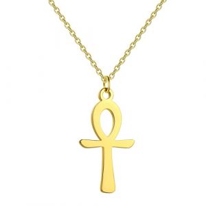EUEAVAN Collier avec pendentif croix &eacute;gyptienne Ankh pour femme - Amulette coptique &eacute;gyptienne - Cl&eacute; de vie - Collier ras du cou classique - Bijoux personnalis&eacute;s, Acier inoxydable (EUEAVAN, neuf)