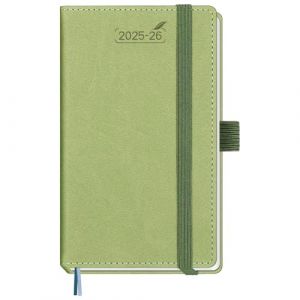 BEZEND Petit Agenda 2025 2026 de Poche 15.5 x 9 cm Agenda Scolaire Professionnel 25 26 Semainier A6, 18 Mois Du Juillet. 25 &agrave; D&eacute;c. 26, Couverture Rigide en Cuir PU - Kiwi (Bezend, neuf)