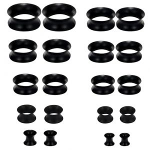 Uwiyo 20 Pi&egrave;ces &Eacute;carteur d'Orielle en Silicone, 4-20mm Souple Piercing Plug Tunnel Strech &Eacute;largisseur d&rsquo;Oreille Tunnels Plugs Expandeurs Oreille en Silicone Flexibles pour Homme Femme (Noir) (JOFFY MOCO Store, neuf)