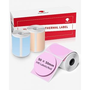 Phomemo M220 Rondes Pour Imprimante D'&eacute;tiquettes M220 M250 M221 M120 M150 M108 M110 M421, &eacute;tiquette Thermique Pour Logo DIY, Maison, Bureau, Rose Bleu Kaki, 50x50mm, 140 &eacute;tiquettes/rouleau, 3 rouleaux (Phomemo YQ, neuf)