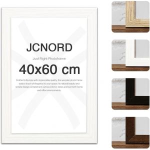 JCNORD Cadre Photo en Bois MDF Blanc de 40x60 cm Avec Verre Plexi Incassable | Cadre Photo Moderne Pour Murs et Tables (Frame more, neuf)