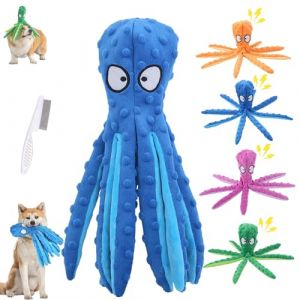 HItianya Jouet pour Chien Whiskerspot Pieuvre, Peluche Couinante Whiskerspot Écologique, Jouet Interactif à Mâcher pour Chiots De Petite, Moyenne Et Grande Taille (Bleu) (Mo ce, neuf)
