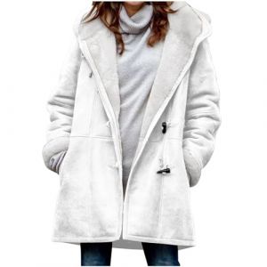 Manteau Long Capuche en Laine Fourré Hiver Cintrée Femme Veste Polaire Femme avec Capuche Grande Taille Manteau à Sweat Peluche en Sherpa Zippée Sweats à Capuche Fleece Manteau Bon Marché (⭐⭐⭐⭐⭐AEGJEGVD⭐⭐⭐⭐⭐, neuf)