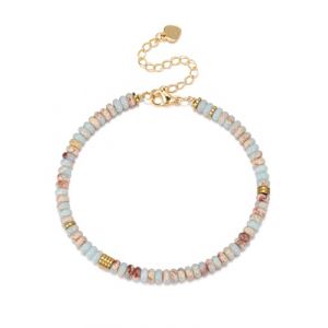 Jovivi Bracelet Pierre l'Empereur Naturelle V&eacute;ritable 4mm Aplatis Perles Pierre Pr&eacute;cieuse Bracelet R&eacute;glable Porte Bonheur Protection Bijoux Femme Fille Cadeau Anniversaire BFF (kaenmis, neuf)