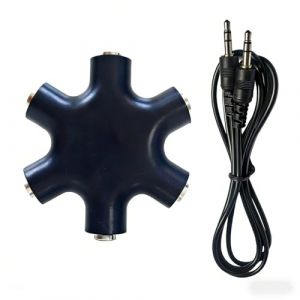 LifgWas Adaptateur Prise Jack 6 Ports Splitter Audio 3.5mm avec C&acirc;ble 20cm pour Casque Prise Jack et Enceintes Partage Audio Multiple Noir (SongFeiX, neuf)