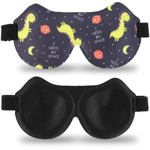 Yemiany Masque de Nuit, Masque de Nuit Enfant, Masque Nuit Sommeil, Bandeau Yeux Sommeil, Masques de Sommeil 3D Avec Sangle Réglable, Dinosaure (YemWzs, neuf)