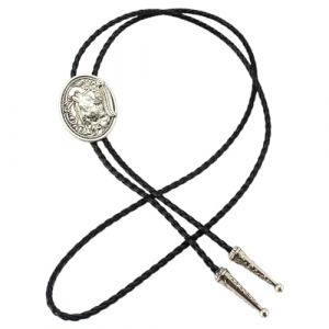 DINSOAVR Cravates, faux colliers, cravate occidentale en corde de cuir western vintage en métal tête de loup pendentif collier occidental (guangzhoujucikejiyouxiangongsi, neuf)