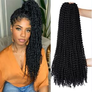 ShowCoco Lot de 6 paquets d'extensions de cheveux Passion Twist ondulés au crochet - 55,9 cm - Cheveux synthétiques longs de style bohème (55,9 cm, #1B) (Fast Media Ships From USA, neuf)