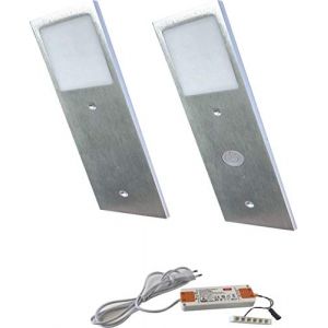 ACCE Lot de 2 spots LED ultra fins avec corps en aluminium - Blanc chaud - Avec convertisseur, un spot avec interrupteur - Classe d'efficacit&eacute; &eacute;nerg&eacute;tique A++ (ACCE, neuf)