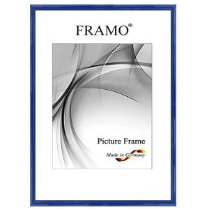 FRAMO Cadre photo étroits 55 x 75 cm en bois massif | Bleu foncé royal brillant | Couleur/taille sélectionnable | Cadre pour affiches | Puzzles | Photos N°118 (Framecenter24_online, neuf)