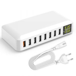 Chargeur Multi USB Station de Charge a 60 W avec Afficheur LED et Port QC3.0 de 18 W Chargeur Rapide Multiprise USB Secteur pour iPhone 16,Xiaomi,Samsung, Téléphones Portables etc (aibotech, neuf)