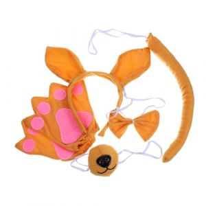 OSOLADY 1ensemble Costume Animal Avec Oreilles De Kangourou Queue Et Nœud Accessoire Cosplay Adorable Pour Fêtes Et Événements (Yunomiy, neuf)