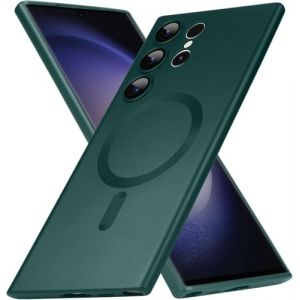 FAOMSEBS Magn&eacute;tique Coque pour Samsung S24 Ultra, Compatible avec MagSafe [Protecteur D'objectif de L'appareil Photo] Souple Antichoc Housse pour Samsung Galaxy S24 Ultra Coque 6,8'', Vert 2024 (FAOMSEBS-FR, neuf)