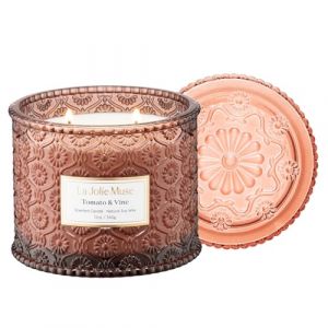 Bougie LA JOLIE MUSE à la tomate et à la vigne, bougies parfumées à la vigne pour la maison, grandes bougies de cire de soja à 2 mèches, bougies parfumées pour cadeaux, 340 g. (The classy home, neuf)