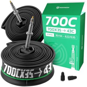 MOOVMOOV Chambre à Air 700 - pour Pneus 700x35C, 700x36C, 700x37C, 700x38C, 700x40C, 700x42C et 700x43C - ETRTO de 35-622 à 44-622 - Valve Presta 40 mm - Lot de 2 - Vélo de Route et Gravel (MoovMoov, neuf)