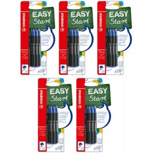 STABILO EASYoriginal Lot de 5 paquets de 6 cartouches d'encre à remplir, taille moyenne, encre bleue (effaçable) (allpremio, neuf)