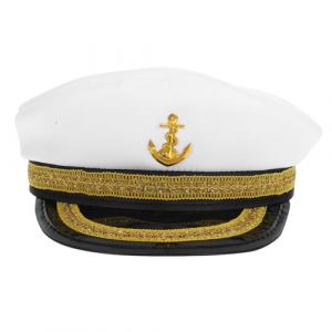 Gatuida Chapeau De Capitaine Blanc Homme Unisexe En Polyester Solide Pour Costume Marin Cosplay F&ecirc;te Bal Masqu&eacute; Taille Unique (Brandon Zou, neuf)
