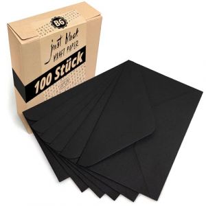 Japun - enveloppes (100 pièces) en papier, enveloppe sans fenêtre - DIN B6-175 x 125 mm - noir (Nature Nerds GmbH, neuf)