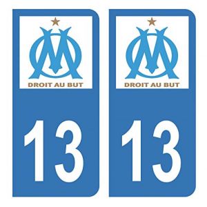 Autocollant Stickers plaque immatriculation voiture auto 13 Club OM Olympique de Marseille Foot Bleu (Digital Sticker, neuf)