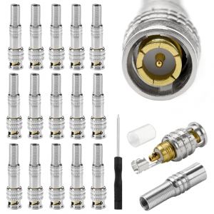 KUOQIY 15 Pi&egrave;ces Connecteurs Coaxiaux M&acirc;les BNC, Prise BNC M&acirc;le sans Soudure &agrave; Vis RG59 RG6 Cable Coaxial Connecteur, Prise Q9 vers C&acirc;ble Coaxial RG59 pour Cam&eacute;ra de Surveillance, avec Tournevis (KUOQIY STORE, neuf)