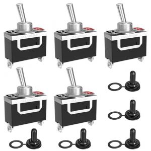 SCOOYUCK 5 Pièces Interrupteur a Bascule, 12V 24V 125V 220V (3-250V) SPST ON OFF 2 Broches Interrupteur à Bascule, Avec Capuchon étanche, Pour les Voitures, les Camions, les Bateaux (SCOOYUCK, neuf)