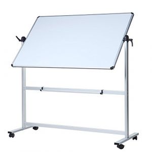 VIZ-PRO Tableau blanc mobile pivotant magnétique double face, cadre en aluminium 150 x 120 cm (AUCS, neuf)