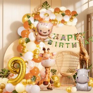 9ème anniversaire garçon fille 9 ans décoration anniversaire jungle animaux de la forêt, ballons safari 9 décoration anniversaire enfant, décoration anniversaire animaux (ouhan, neuf)