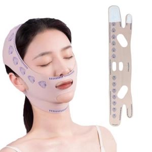 Masque minceur en forme de V,Gaine Double Menton,Gaine Visage Anti Double Menton,R&eacute;utilisable Masque En Forme De V,Pour &Eacute;liminer L'Affaissement De La Peau Lifting Raffermissant Anti-Rides (1PC) (Meicccyi, neuf)