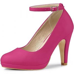 Allegra K Escarpins à Bout Rond et Talon Aiguille pour Femmes Rose Vif 39 (Weisser Berg, neuf)