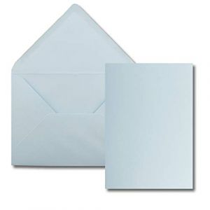 Lot de 25 cartes simples - Avec enveloppes - Format A6 / C6 - Bleu clair (bleu) – 14,8 x 10,5 cm – Sans pli (GUSTAV NEUSER GmbH, neuf)