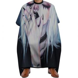Cape de Barbier Art de fille gothique cool, Imperméable Tablier de Barbier Professionnelle Cape de Coiffure pour Salon Couper 140X168cm (guangzhouchengzemaoyizhongxingerenduzi, neuf)
