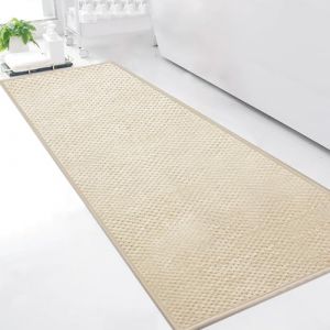 Cheerx Tapis de Bain Antiderapant 50 X 150 cm, Moelleux en Microfibre, Tapis Antid&eacute;rapant en Caoutchouc, Absorbant l'eau, Tapis Lavable en Machine, Extra Epais, pour Douche, Baignoire, Beige (Cheerx, neuf)