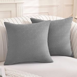 YSTELLAA Lot De 2 Decorative Housse Coussin 50x50, Housse De Coussin Super Doux Polyester, Cushion Covers avec Fermeture Eclair Caché, pour Maison Salon Chambre Lit Clic Clac, Gris Clair (YSTELLAA, neuf)