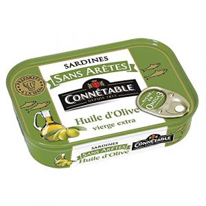 CONN&Eacute;TABLE 1/5 SARDINES SANS AR&Ecirc;TE &Agrave; L'HUILE D'OLIVE VIERGE EXTRA 140G, CONNETABLE, LOT DE 4 (IC-Boutique, neuf)