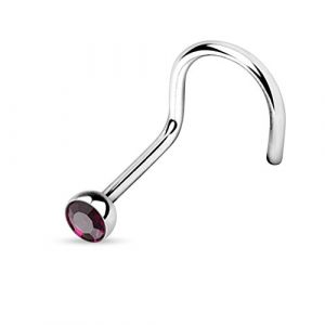 Tata Gisèle Piercing Goujon Nez en Acier Chirurgical 316L et Cristal - Vis de Nez Argentée avec Cristal - Différentes Couleurs - Différentes Epaisseurs - 6 mm - (Purple Violet, 1) (Tata Gisèle, neuf)