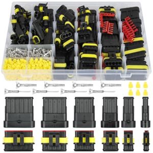 URAQT Connecteur Étanche, 730PCS Voiture Étanche Connecteur Électrique, Voiture Fiche etanche, Broches Voiture Étanche Connecteur Électrique(1/2/3/4/5/6 Broche), pour Moto/Voiture/Scooter/Camion. (HAPPYSALLER, neuf)