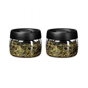 Pot a sucre Récipients de stockage de thé en verre transparent Récipients à café avec couvercle scellé sous vide, bocal en verre de cuisine servant une boîte de stockage de nourriture for feuilles de (lulugongsi, neuf)